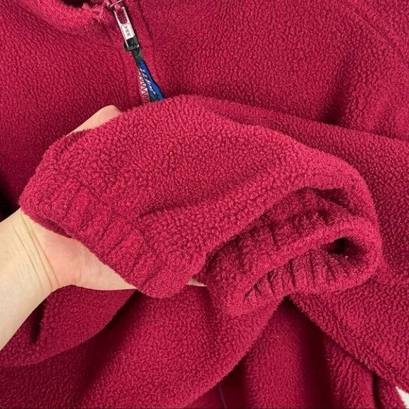 LL Bean Red Fleece Zippered Jacket Pockets Cozy Brushed Warmth Size XL Coat Zip‎ - Picture 7 of 15